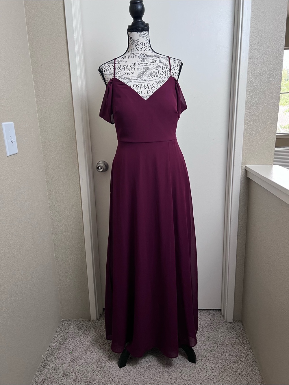 Birdy Grey Mira Burgundy Chiffon Convertible Bridesmaid Maxi Dress Small